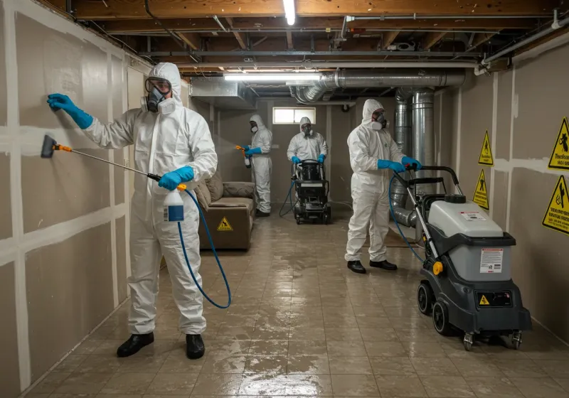 Basement Moisture Removal and Structural Drying process in De Kalb, MS